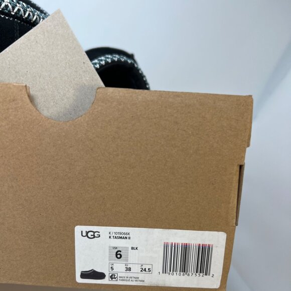 UGG Tasman II Embroidered Kids Slippers Black Suede Size Big Kid 6 - Picture 6 of 8